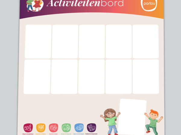 Activiteitenbord S — magnetisch en droog uitwisbaar activiteitenbord in Partou-stijl met aluminium frame